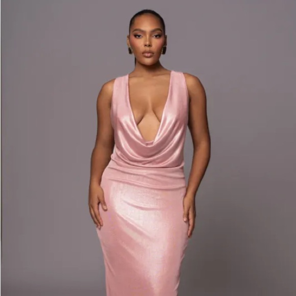 JLUXLABEL Pink Cowl Neck Maxi Dress XS
